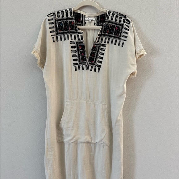 Madewell Cream Dress with Black and Multicolor Embroidery - Picture 4 of 8